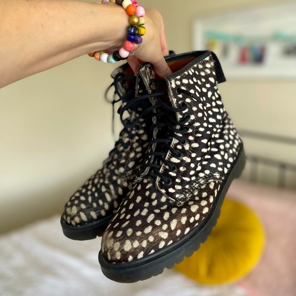 Rare Dr. Martens Pony Fur Boots, Dr. Martens Leather 1460 Boots